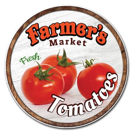 Farmers Market Tomatoes Circle Corrugated Plastic Sign